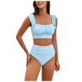 thumbnail image 1 of Huesdet Women's High Waisted Bikini Sets Color Block Two Piece Swimsuits Cheeky Modest Bathing Suit(Blue,S), 1 of 9