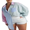 thumbnail image 2 of Ensemble d'Été Deux Pièces pour Femmes Chemise Rayée à Manches Longues et Shorts, 2 of 5