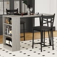thumbnail image 2 of Bar Table and Chairs Set, 3 Piece Pub Dining Table with Flip Top Extension & Storage Shelves, Elevated Height Design, Small Spaces Kitchen Dining Furniture, 2 of 7