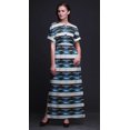 thumbnail image 4 of Bimba Rayon Geometric Ikat Ladies Long Gown Boho Beach Cocktail Party Maxi SlitDress-Large, 4 of 6