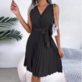 thumbnail image 4 of Birdeem Robe Sans Manches à Col en V Croisé pour Femmes, Couleur Unie, Taille Pliée, 4 of 7