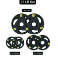 thumbnail image 2 of HAJEX Olympic Rubber Tri-Grip Plates Set 2 inch - 77LB Set - ( 5.5LB, 11LB, & 22LB), 2 of 5