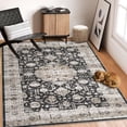 thumbnail image 1 of GlowSol 5'x7' Washable Area Rugs for Dining Room Home Office Vintage Medallion Print Non Slip Low Pile Throw Rugs Soft Foldable Accent Rug, Black, 1 of 8