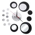 thumbnail image 1 of MasteelfCA Black and Silver Circle 3D Crystal Mirror Wall Clock Acrylic Mirror Wall Sticker Clock Home Decor, 1 of 8