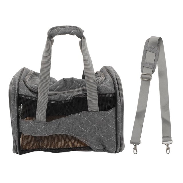 Pet Carrier, Dog Carrier Travel Bag High Elasticity PVC Collapsible Multi Grid Design Bite Reflective Webbing For Outdoor For Cat Wine Red,Grey