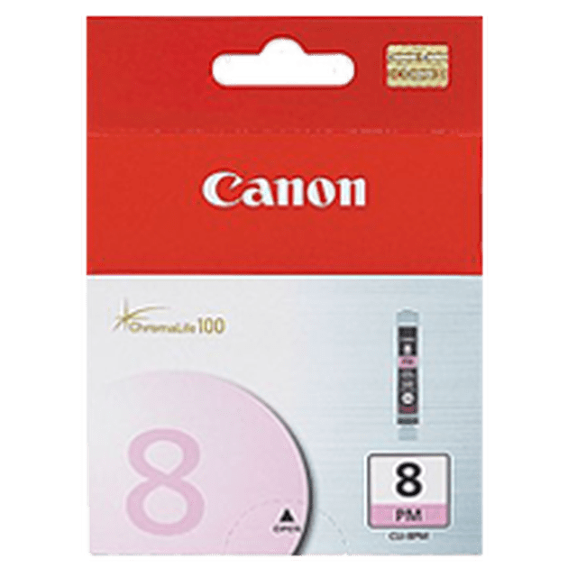 Brand New Original Canon 0625B002AA Magenta Photo Cartridge for Canon Pixma Pro 6500, CLI-8PM model with a yield of 280 pages at 5% coverage. Ideal for printer supplies, the packaging features a red and white design with Canon branding and product details prominently displayed.