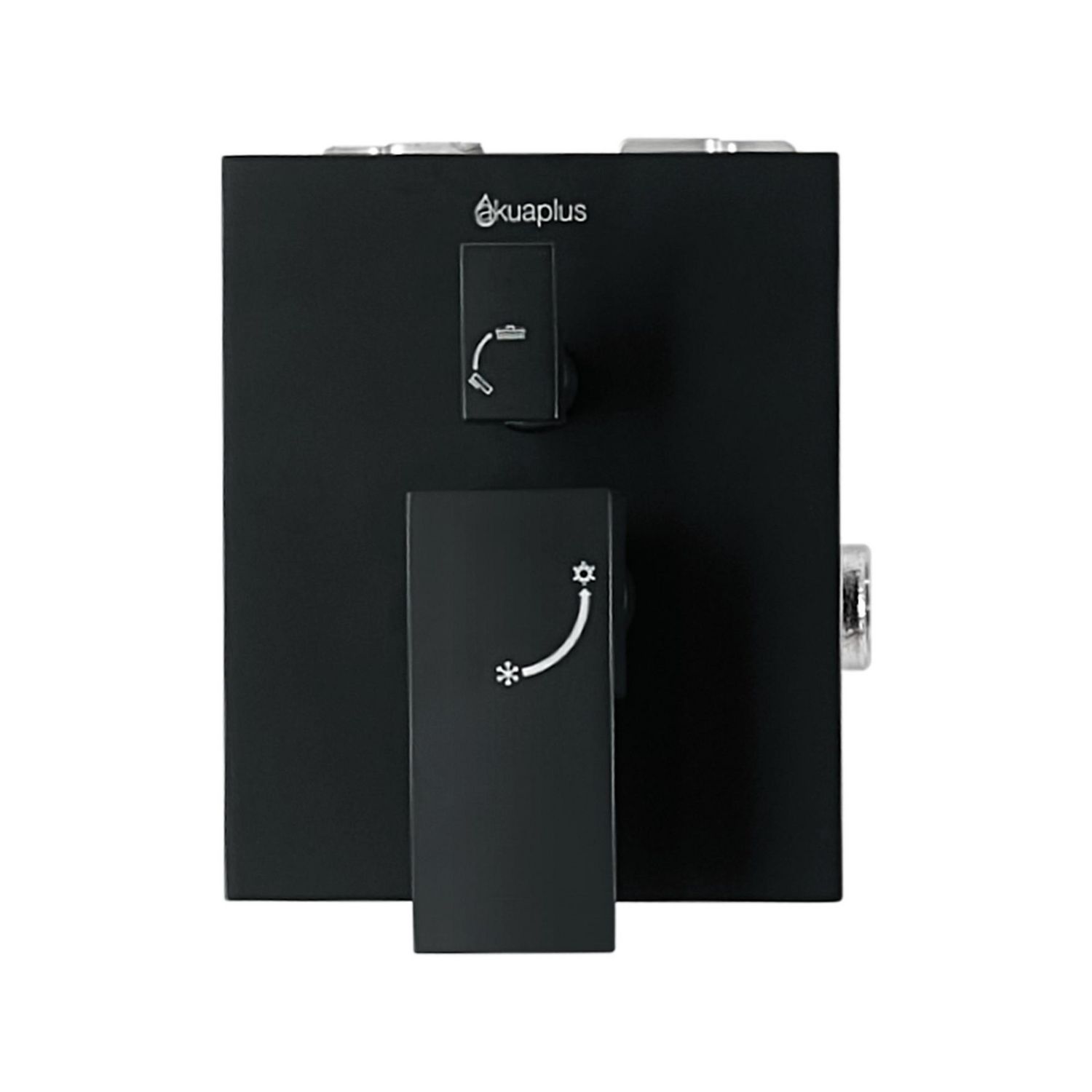 akuaplus® Matte Black 3-Way diverter Pressure Balance Bath Shower Valve Set square w/ 1-Set Shower head and Spout