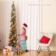 thumbnail image 4 of Gymax 8 FT Pre-Lit Artificial Christmas Tree Slim Pencil Xmas Tree w/ 591 Branch Tips, 4 of 10
