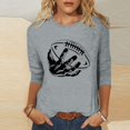 thumbnail image 2 of QATAINLAV T-Shirts Graphiques de Rugby pour Femmes Jour de Match 2025 Été Manches 3/4 Hauts Coupe Ample Décontractés Col Rond Blouses Tenues de Vacances Soldes Aujourd'hui Liquidation Gris TTTTG, 2 of 5
