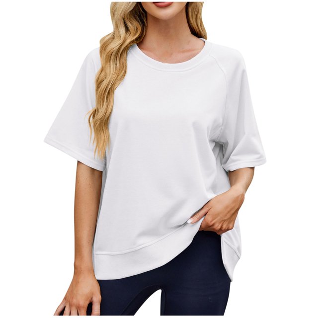 T-shirts à Manches Courtes pour Femmes Été Col Rond Décontracté Mode T-Shirt Basique Vêtements Mignons Tenues Tendance
