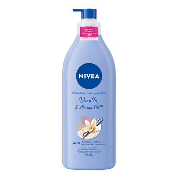 NIVEA Vanilla & Almond Oil Infused Body Lotion for Women, Non-Greasy, 500mL