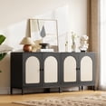 thumbnail image 1 of GloryStar Buffet avec Rangement, Armoire de Rangement en Rotin avec Portes, Tablette Ajustable pour Salon, Couloir, Noyer, 1 of 7