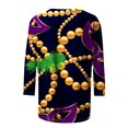 thumbnail image 4 of Outfmvch Chemises Mardi Gras pour Femmes, Manches 3/4 Hauts pour Femmes, Tenue Mardi Gras pour Femmes, Blouses pour Femmes, Hauts d'Entraînement pour Femmes, Tunique Graphique de Carnaval Manches 3/4 Col Rond Blouse Grise TG, 4 of 5