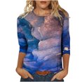 thumbnail image 2 of TIMIFIS Chandails à Manches 3/4 pour Femmes, Col Rond Décontracté, Imprimé, Chandail d'Été Tendance, Ample, Confortable, Doux, Blouses Automne, 2 of 5