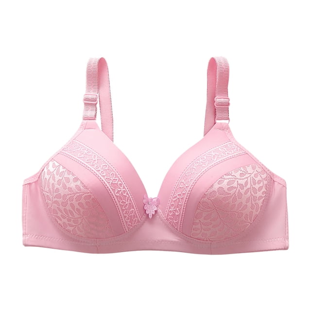 B91xZ Womens Bras Full Support Cotton Unlined Underwire Bra,Pink A