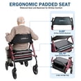 thumbnail image 3 of Rollator Walker for Seniors with Seat,  Adjustable Height and 8" Wheels, Foldable Walker with Locking Hand Brake and Storage Bag Support Up to 300 lbs, 3 of 8