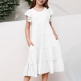 thumbnail image 2 of Milgrthf Robes pour Filles Enfants Été Robe à Manches à Volants à Double Couche 6-12 Ans Blanc, 2 of 8
