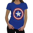 thumbnail image 1 of Captain America T-Shirt Royal pour Femmes avec Bouclier Vieilli-2xlarge, 1 of 8