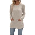 thumbnail image 1 of FAIWAD Womens Tunic Top Round Neck Long Sleeve Ribbed Solid Color Lightweight Pullover Top with Pockets, 1 of 7