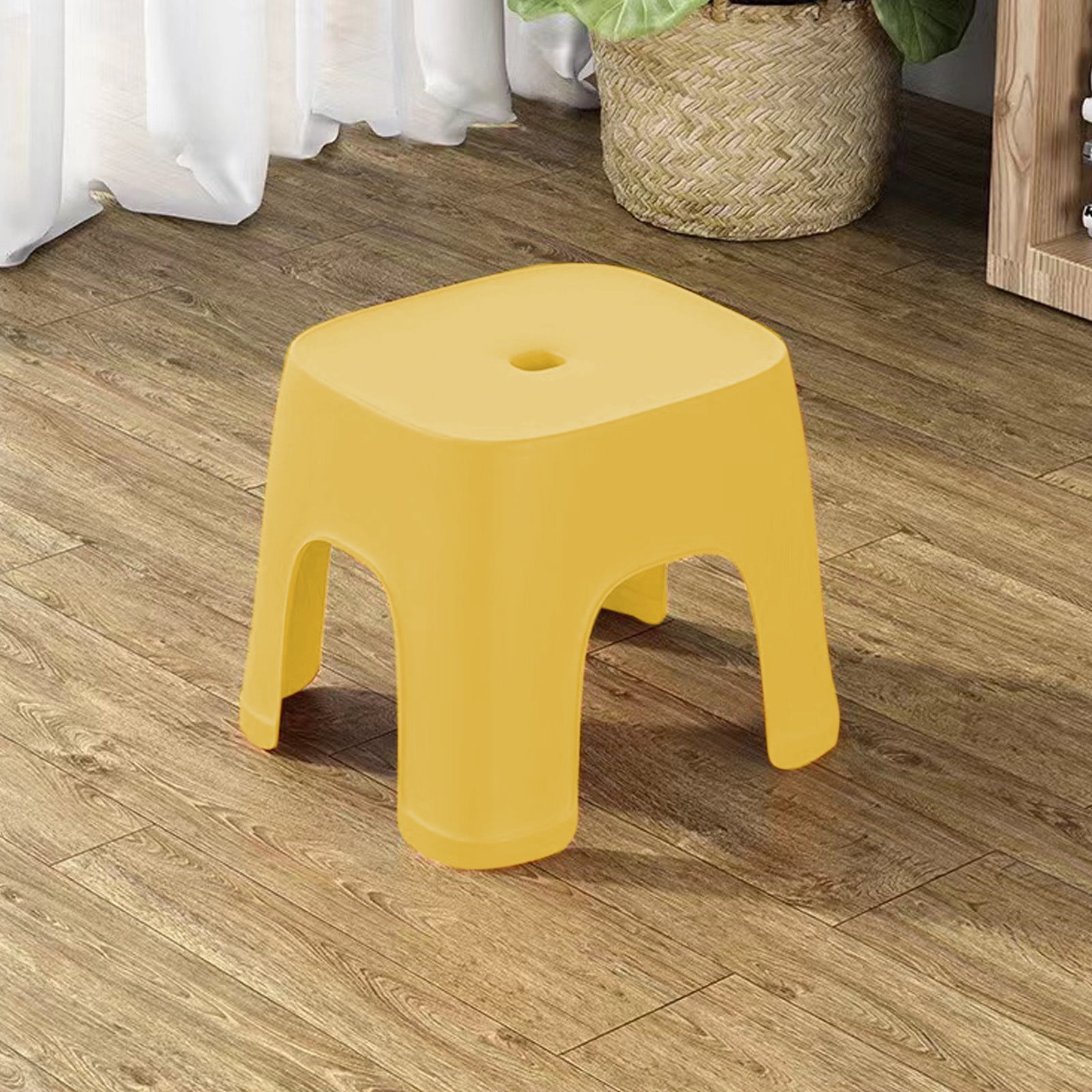 Fridja Non Slip Step Stool Shower Foot Stool 8 Inch High One Steps Stool Small Plastic Thickened Step Stool for Home, Office, Garage Stools Laundry Bathroom, 8.07x7.67x6.29in, Yellow