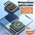 thumbnail image 3 of 15000mAh Wireless Power Bank with Built in 4 Cables,Portable Slim Quick Charging Power Bank,Travel External Backup Battery Compatible with Almost all Mobile Phone and Electronic devices, 3 of 6