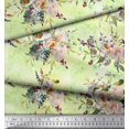 thumbnail image 2 of Soimoi Yellow Japan Crepe Satin Fabric Leaves & Ranunculus Floral Printed Fabric 1 Yard 42 Inch Wide, 2 of 3