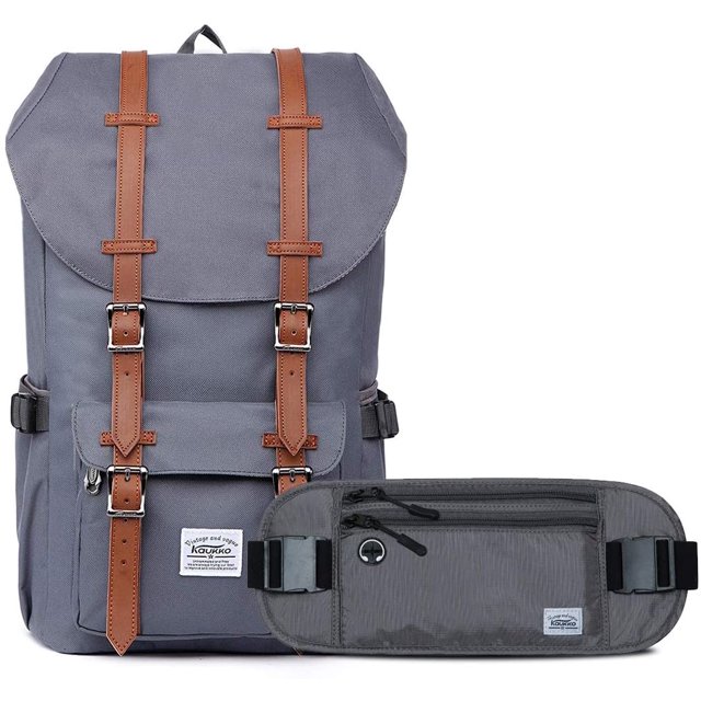 KAUKKO Laptop Outdoor Backpack, Traveling Rucksack Fits 15.6 Inch Laptop(0-Grey(2PC))