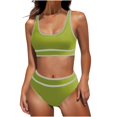 thumbnail image 1 of FAIWAD Womens 2 Piece Swimsuits Sports Color Block Bikini Sets Removable Bra Pad Full Coverage Bathing Suits for Girls, 1 of 5