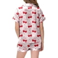 thumbnail image 4 of Dormeuses pour Bébé 5t Pyjamas Fille Pyjamas Imprimés à Nœud pour Filles Haut à Boutons à Manches Courtes Shorts Ensemble de Pyjamas pour la Maison, 4 of 5