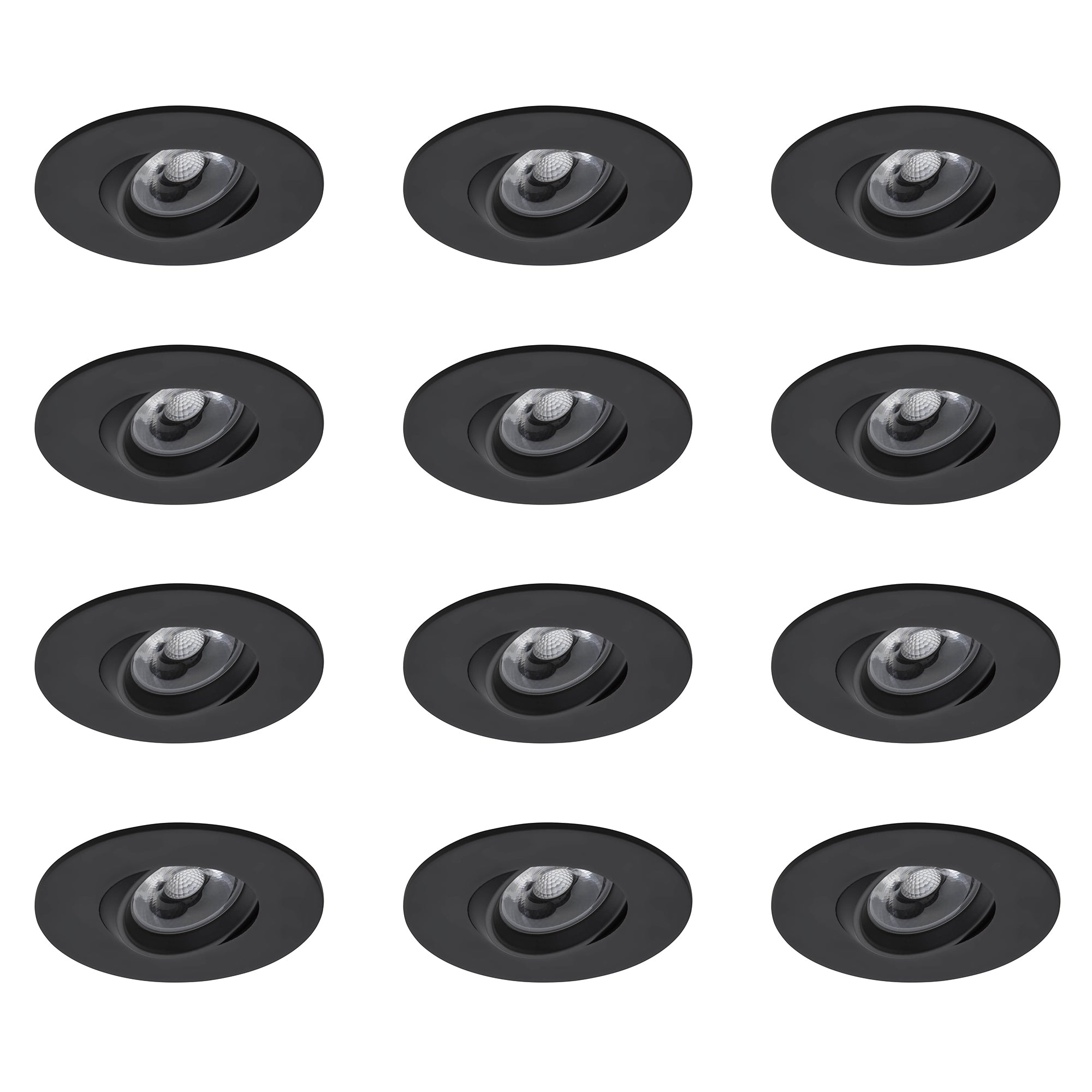 Round 3 inch Black LED Recessed Ceiling Down Light - 4000K Cool White - 12 Pack