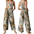 thumbnail image 5 of Fortune Combinaison à Bretelles Bohème pour Femmes, Barboteuse Vintage à Motif Floral, Salopette à Jambes Larges, 5 of 5
