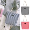 thumbnail image 2 of Women Tote Bag Rope Handle Large Capacity Waterproof Canvas Colorful Strip Female Shopping Tote Handbag Daily Use, 2 of 11