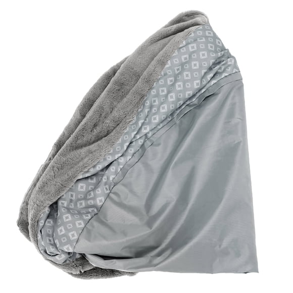 Furhaven Replacement Donut Dog Bed Cover Plush & Diamond Print Calming Cuddler Machine Washable - Gray Large