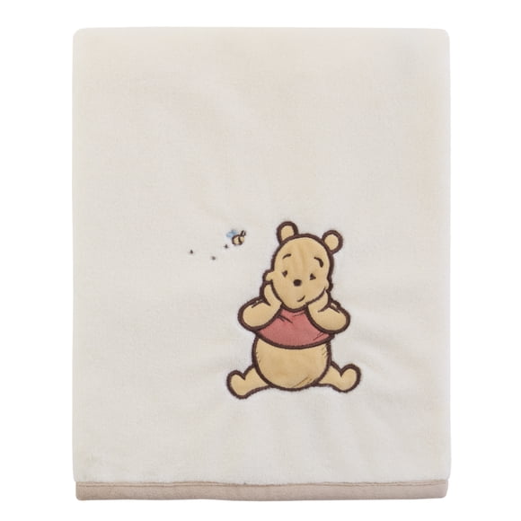 Winnie the Pooh Appliqued Baby Blanket, Ivory, Infant, Unisex