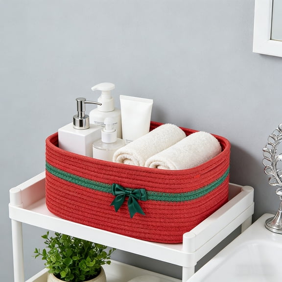 Yeciiwht Household Storage Basket Holiday Gift Storage Basket with Packaging Woven Storage Bins, Closet Organizers and Storage Bags for Home Space Saving