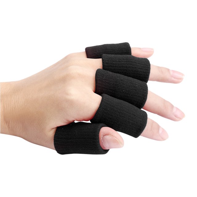 Agiferg 10pcs Stretch Basketball Finger Guard Support Sleeves Protector Black