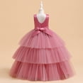 thumbnail image 4 of AJIWYH Robe pour Enfants, Robe de Fête pour Enfant Gâteau Mode Robe Douce, Robe Arc-en-Ciel pour Filles Rose Vif pour 8-9 Ans, 4 of 4