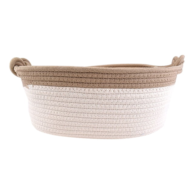Birdeem Woven Cotton Rope Basket Fabric Basket for Organisation and Storage, Small Laundry Basket for Desktop Storage, Living Room Clutter Storage