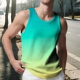 thumbnail image 2 of Sentmoon Mens Undershirts Tank Summer Sleeveless Crew Neck Compression Tank Top Men Gradient Color Loose Fit Oversized Moisture Wicking Clothes Beach for Casual Streetwear Green XXL, 2 of 8