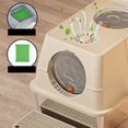 thumbnail image 3 of Cat Litter Box with Lid and Scoop, Stainless Steel Enclosed Litter Box, High Sided Metal Cat Litter Pan, Front Entry Top Exit Kitty Litter Tray for Indoor, Easy To Clean, 3 of 7