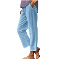thumbnail image 1 of VEKDONE Womens Linen Long Pants Light Blue XXL, 1 of 5