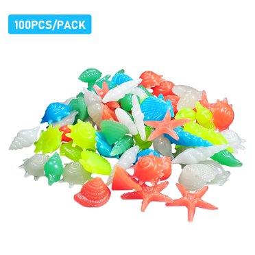100pcs Glow in the Dark Stones Glow Stones Conch Shell Starfish Shape Multi-colors Fluorescent Stone