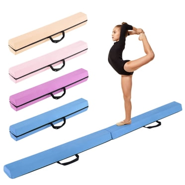 Costway 7 FT Folding Balance Beam Foam Floor Gymnastic Beam with Carrying Handles Blue