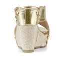 thumbnail image 3 of BLISSFUL STEP Women's Linen Platform Slide Wedge Open Toe Sandals, 3 of 7