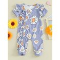 thumbnail image 2 of FAROOT Combinaison pour Bébé Fille, Manches Courtes, Col Ras du Cou, Imprimé Floral, Fermeture Éclair, Barboteuse Décontractée, 2 of 9