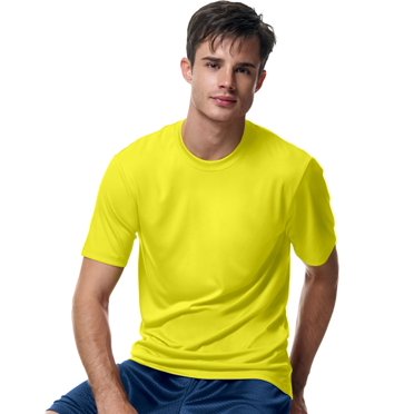 Hanes Cool DRI TAGLESS Men`s T-Shirt, XL, Safety Green