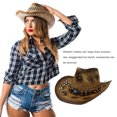 thumbnail image 4 of Chapeau de Cow-Boy Casquette de Plage Conception Spéciale Accessoires de Voyage Réglables Fournitures Extérieures Parasol Multicolore Unique Large Faisceau Kaki, 4 of 8