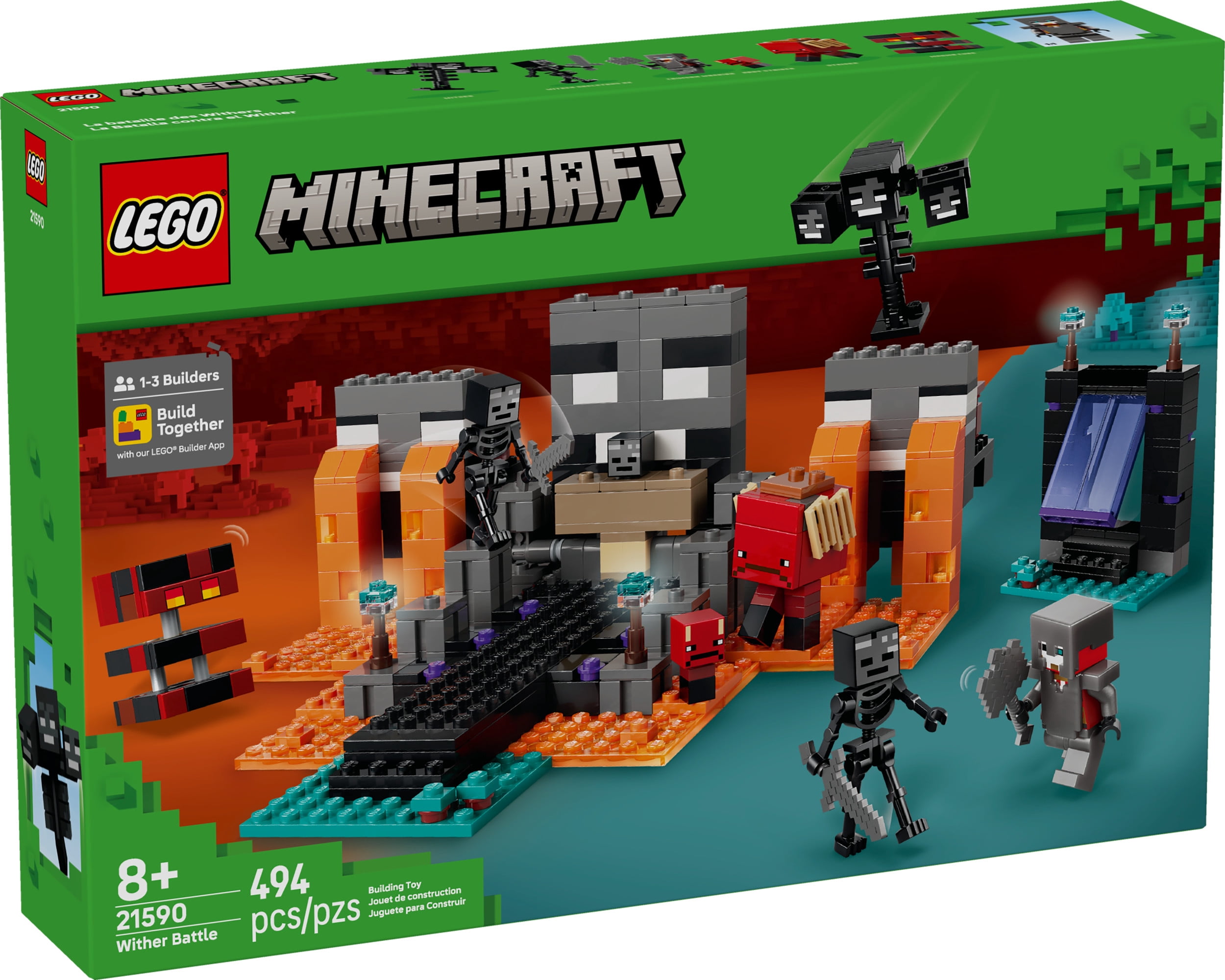 LEGO Minecraft Wither Battle Building & Pretend Play Toy for Boys & Girls - Video Game Playset & Toy Figures for Kids, Ages 8+ - W/Crimson Warrior Minifigure & More - Gift Idea for Birthdays - 21590
