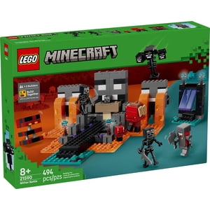 LEGO Minecraft Wither Bâtiment de combat & Faites semblant de jouer au jouet pour les garçons & Filles - Jeu vidéo & Figures de jouets pour enfants, âges 8+ - Minifigure W/Crimson Warrior & Plus - Idée cadeau pour les anniversaires - 21590