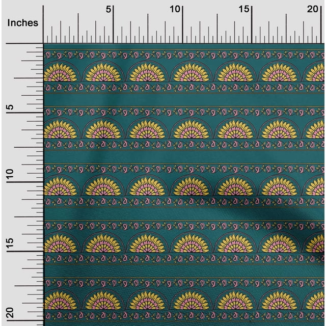 oneOone Polyester Lycra Fabric Leaves|Floral & Paisley Block Printed Fabric 1 Yard 56 Inch Wide